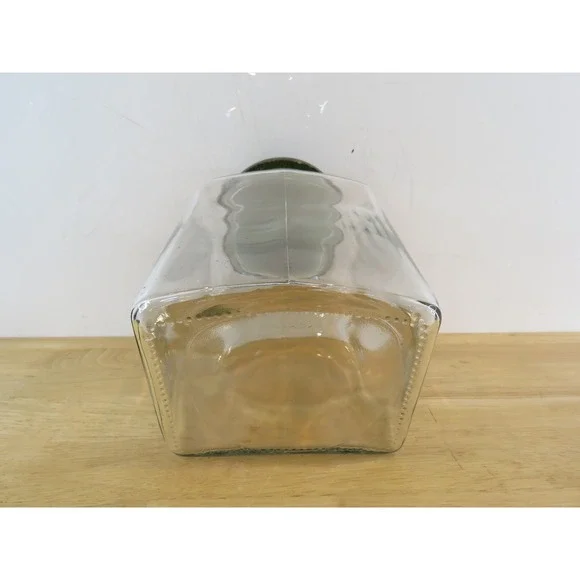 VTG Glass Canister Set Of 3 Green Wood Lids Pentagon Mercantile Country